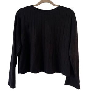 BP Brass Plum Nordstrom Cropped Long Sleeve Boxy Ribbed Knit Top. Size XXS